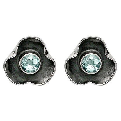 Handmade 925 Silver Stud Earrings with Birthstones | Minimal Jewelry DGE1081 E-1247