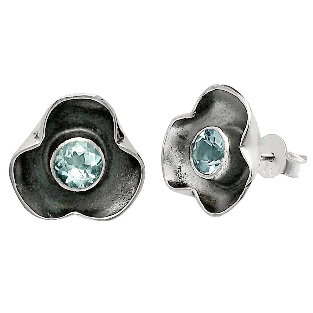 Handmade 925 Silver Stud Earrings with Birthstones | Minimal Jewelry DGE1081 E-1247