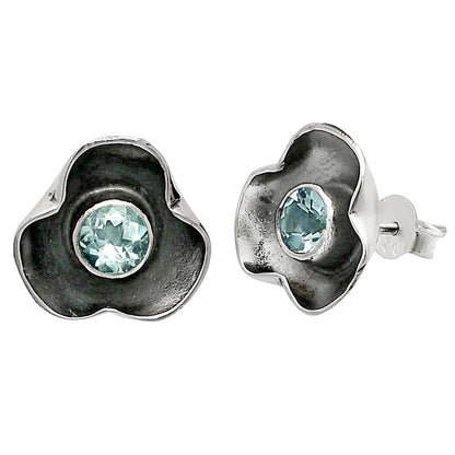 Handmade 925 Silver Stud Earrings with Birthstones | Minimal Jewelry DGE1081 E-1247