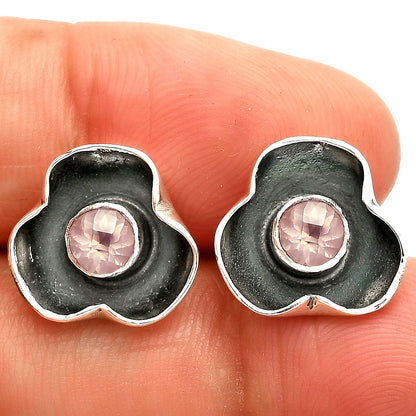 Handmade 925 Silver Stud Earrings with Birthstones | Minimal Jewelry DGE1081 E-1247