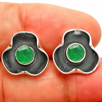 Handmade 925 Silver Stud Earrings with Birthstones | Minimal Jewelry DGE1081 E-1247