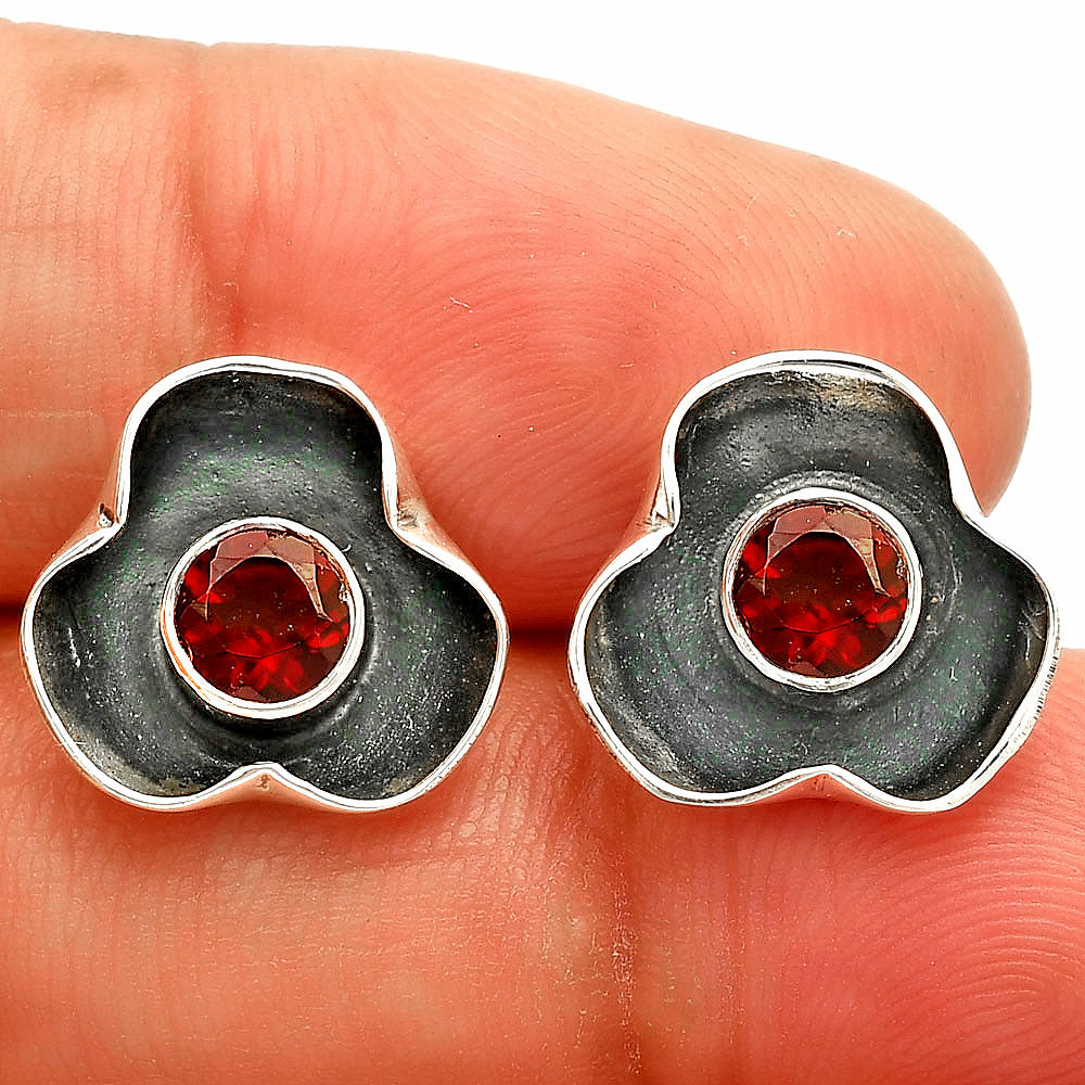 Handmade 925 Silver Stud Earrings with Birthstones | Minimal Jewelry DGE1081 E-1247