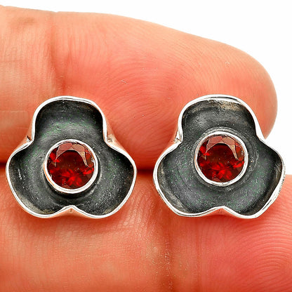 Handmade 925 Silver Stud Earrings with Birthstones | Minimal Jewelry DGE1081 E-1247