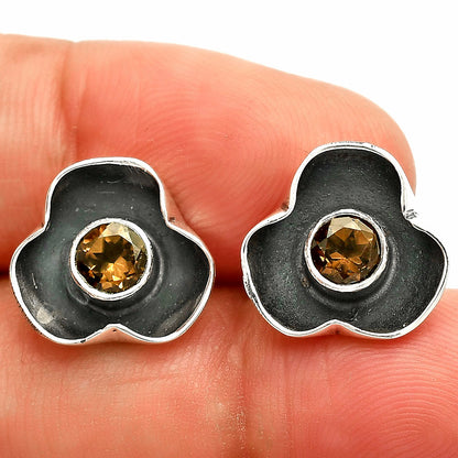 Handmade 925 Silver Stud Earrings with Birthstones | Minimal Jewelry DGE1081 E-1247