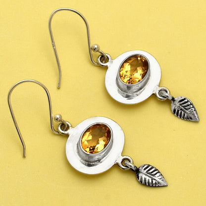 Multi Gemstone Leaf Earrings in 925 Sterling Silver | Handmade Gift DGE1082 E-1230