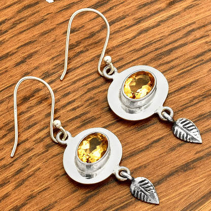 Multi Gemstone Leaf Earrings in 925 Sterling Silver | Handmade Gift DGE1082 E-1230