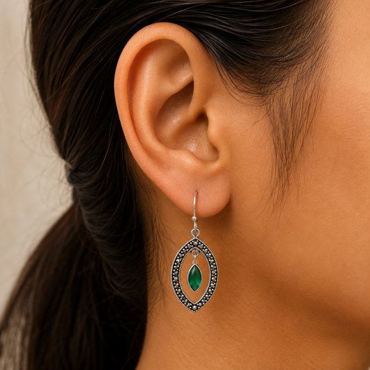 925 Silver Marquise Shape Gemstone Dangle Earrings | Boho Drop Jewelry DGE1083 E-1088