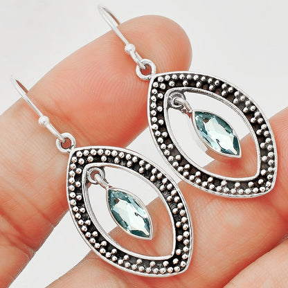 925 Silver Marquise Shape Gemstone Dangle Earrings | Boho Drop Jewelry DGE1083 E-1088
