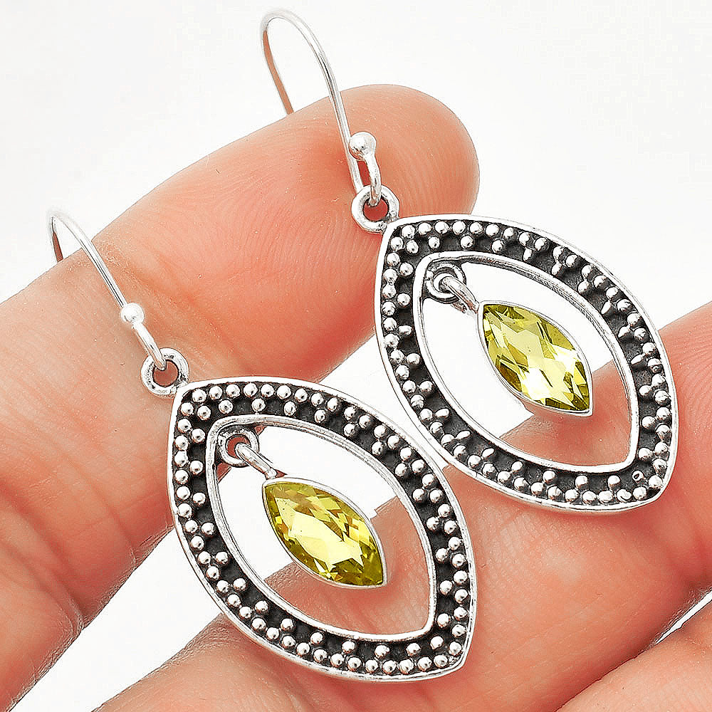 925 Silver Marquise Shape Gemstone Dangle Earrings | Boho Drop Jewelry DGE1083 E-1088