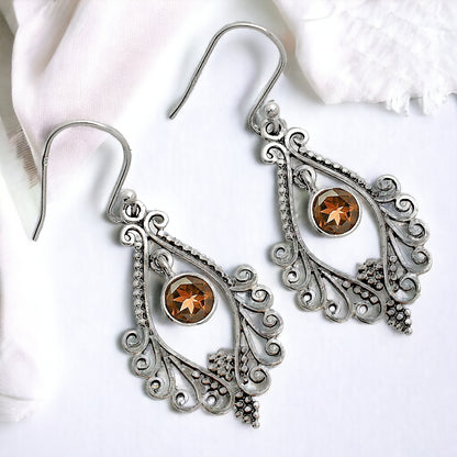 925 Sterling Silver Multi-Gemstone Filigree Dangle Earrings Wholesale DGE1084 E-1075