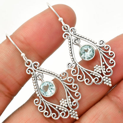925 Sterling Silver Multi-Gemstone Filigree Dangle Earrings Wholesale DGE1084 E-1075