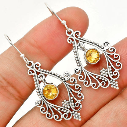 925 Sterling Silver Multi-Gemstone Filigree Dangle Earrings Wholesale DGE1084 E-1075