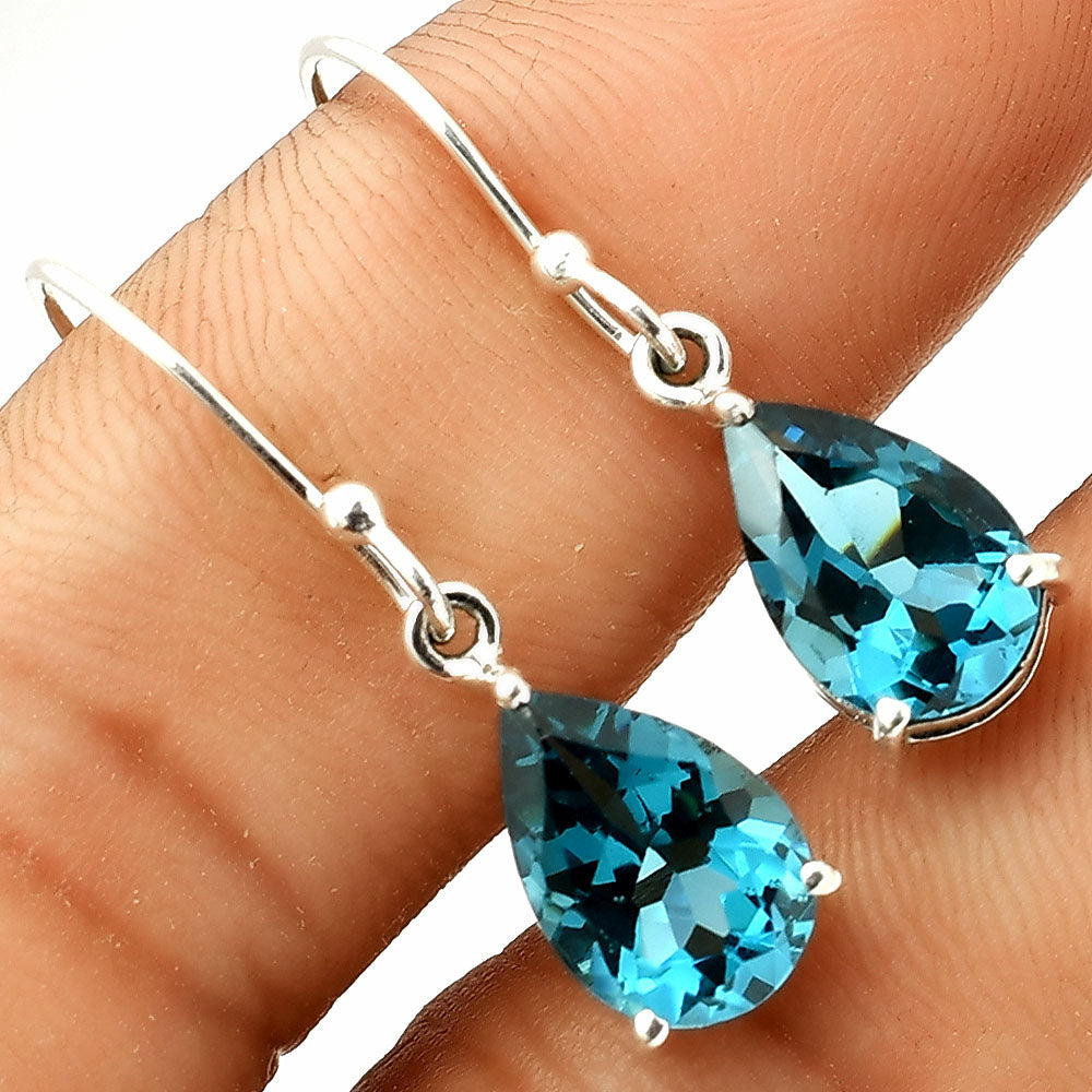 Handmade Silver Teardrop Earrings with Colorful Gemstones by Desiregem DGE1085 E-1021