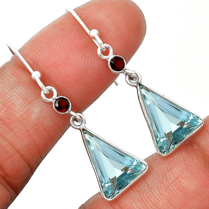 925 Silver Triangle Gemstone Dangle Earrings Handmade Jewelry for Women DGE1086 E-1006