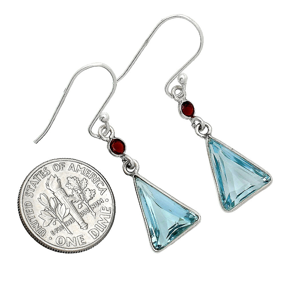 925 Silver Triangle Gemstone Dangle Earrings Handmade Jewelry for Women DGE1086 E-1006