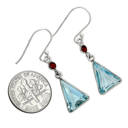 925 Silver Triangle Gemstone Dangle Earrings Handmade Jewelry for Women DGE1086 E-1006