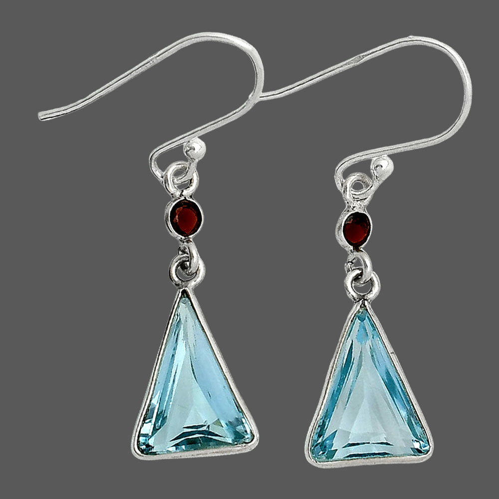 925 Silver Triangle Gemstone Dangle Earrings Handmade Jewelry for Women DGE1086 E-1006