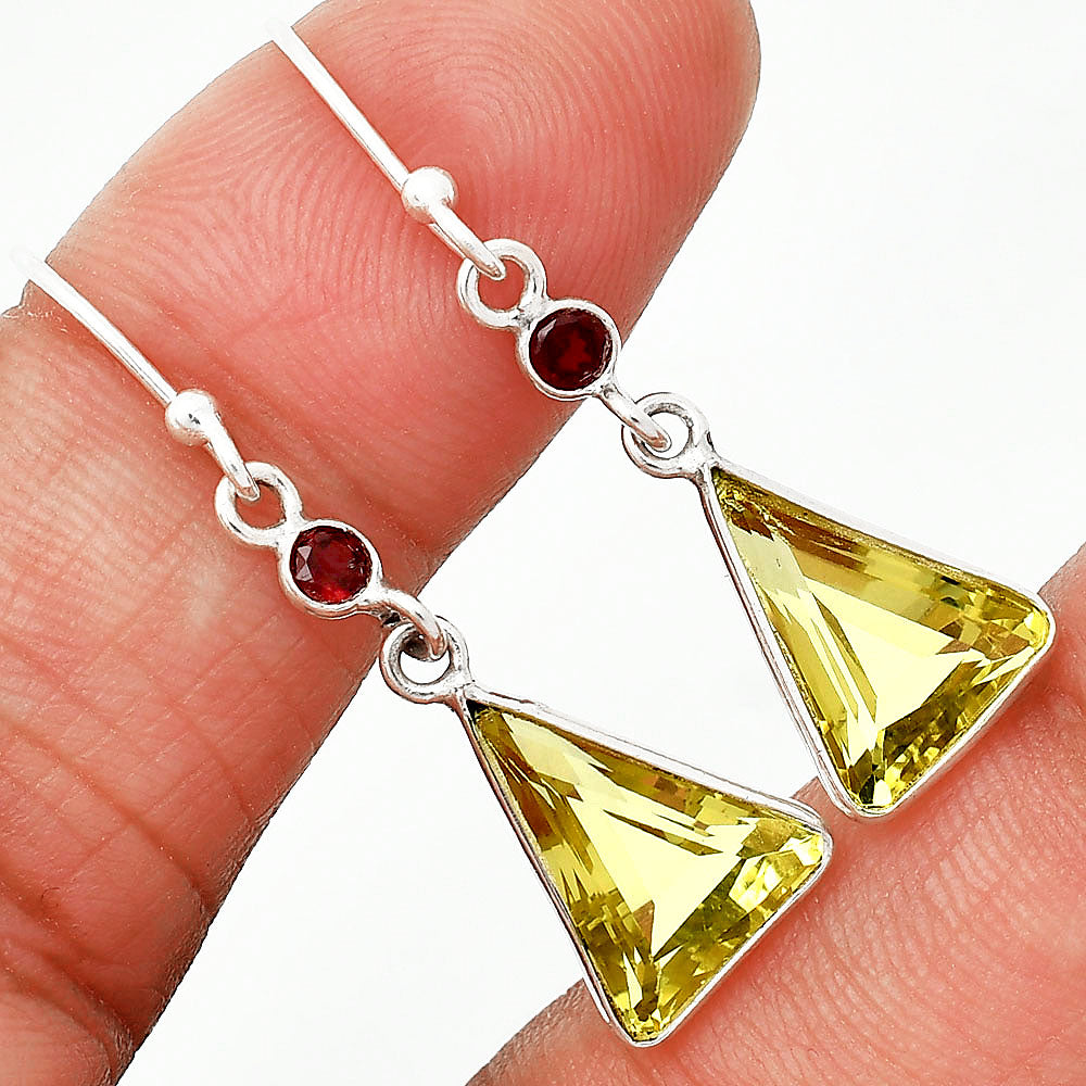 925 Silver Triangle Gemstone Dangle Earrings Handmade Jewelry for Women DGE1086 E-1006