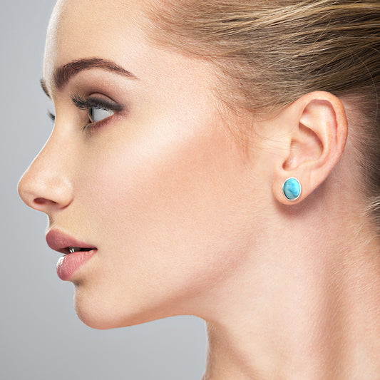 925 Sterling Silver Oval Natural Gemstone Handmade Stud Earrings Jewelry DGE1088 E-1018