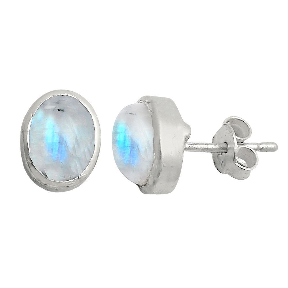 925 Sterling Silver Oval Natural Gemstone Handmade Stud Earrings Jewelry DGE1088 E-1018