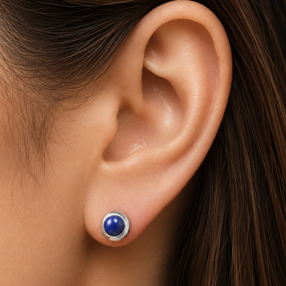 Elegant Round Natural Stone Stud Earrings 925 Sterling Silver Jewelry DGE1089 E-1020