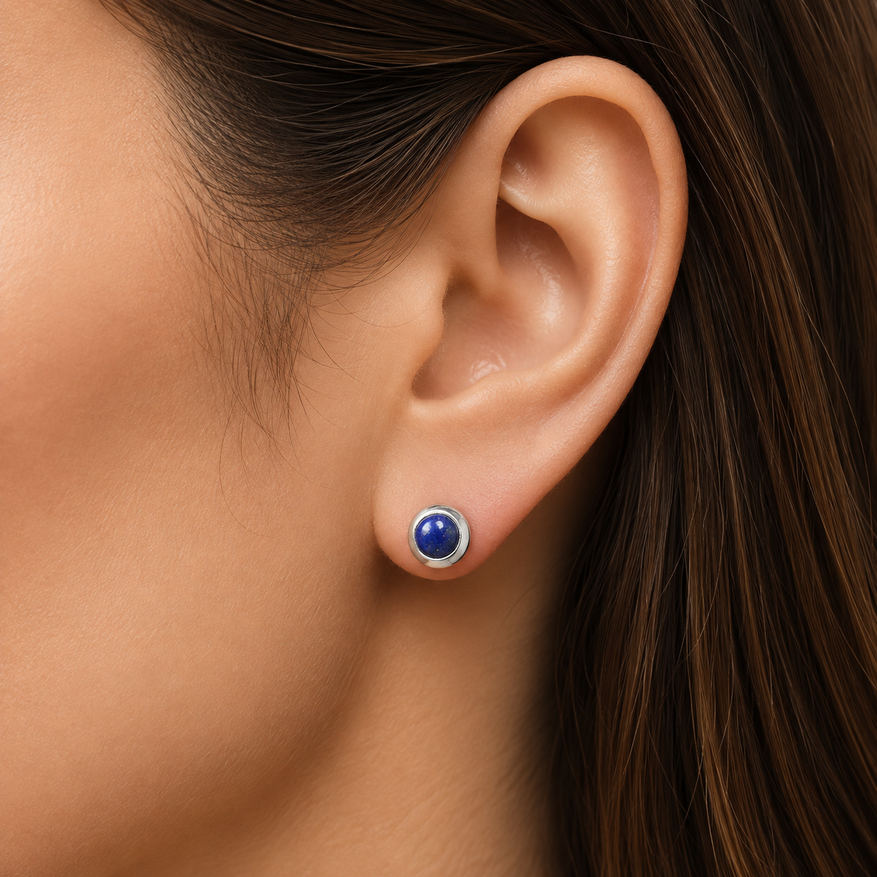 Elegant Round Natural Stone Stud Earrings 925 Sterling Silver Jewelry DGE1089 E-1020