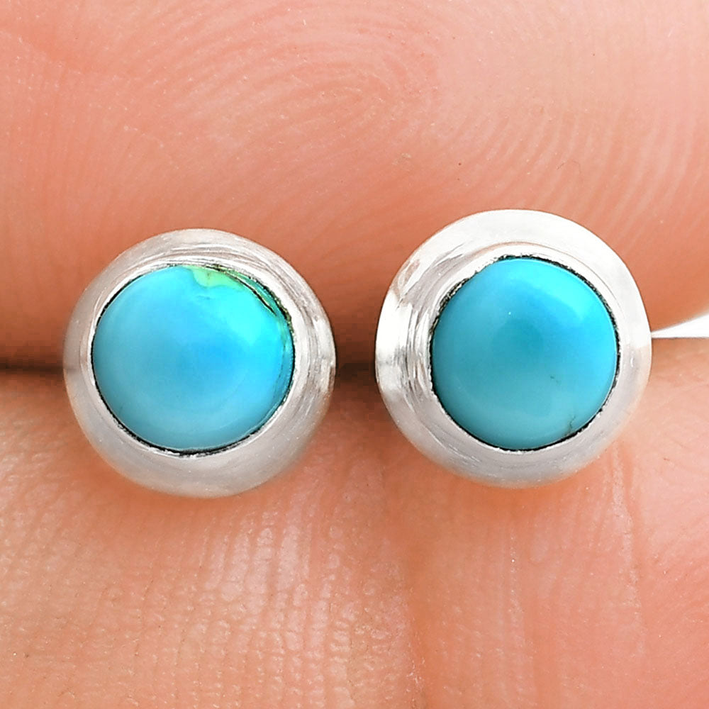 Elegant Round Natural Stone Stud Earrings 925 Sterling Silver Jewelry DGE1089 E-1020