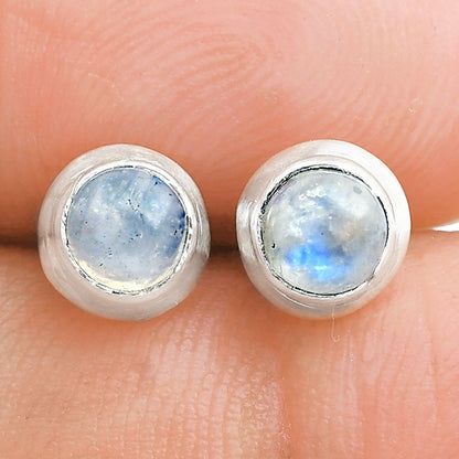 Elegant Round Natural Stone Stud Earrings 925 Sterling Silver Jewelry DGE1089 E-1020