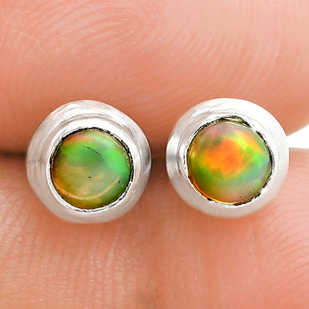 Elegant Round Natural Stone Stud Earrings 925 Sterling Silver Jewelry DGE1089 E-1020