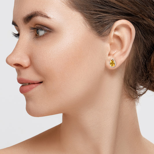 925 Sterling Silver Teardrop Natural Gemstone Stud Handmade Earrings DGE1090 E-1016