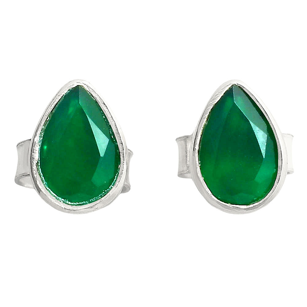 925 Sterling Silver Teardrop Natural Gemstone Stud Handmade Earrings DGE1090 E-1016