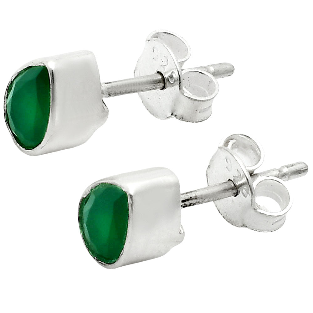 925 Sterling Silver Teardrop Natural Gemstone Stud Handmade Earrings DGE1090 E-1016