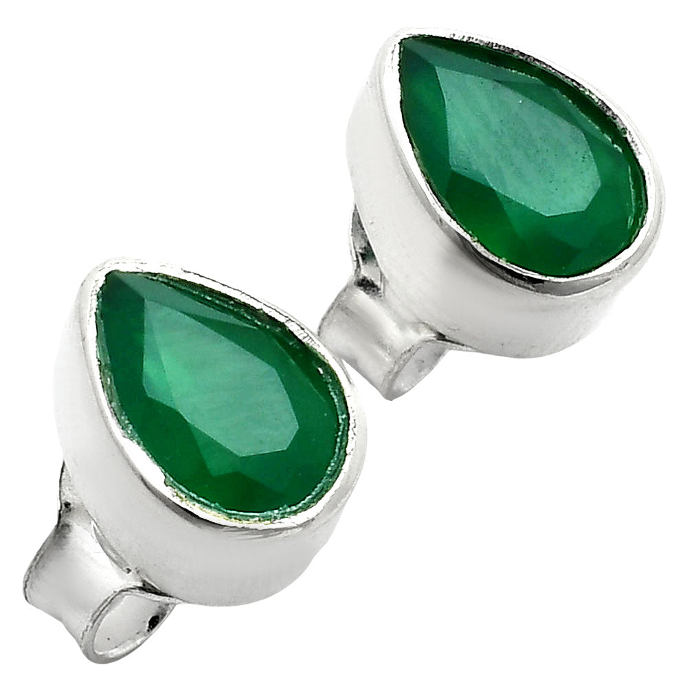 925 Sterling Silver Teardrop Natural Gemstone Stud Handmade Earrings DGE1090 E-1016