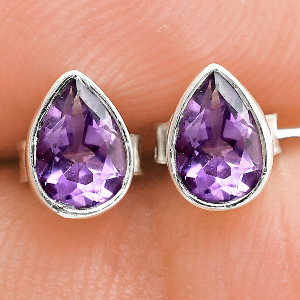 925 Sterling Silver Teardrop Natural Gemstone Stud Handmade Earrings DGE1090 E-1016