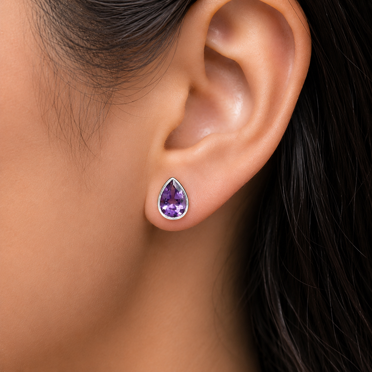 925 Sterling Silver Teardrop Natural Gemstone Stud Handmade Earrings DGE1090 E-1016