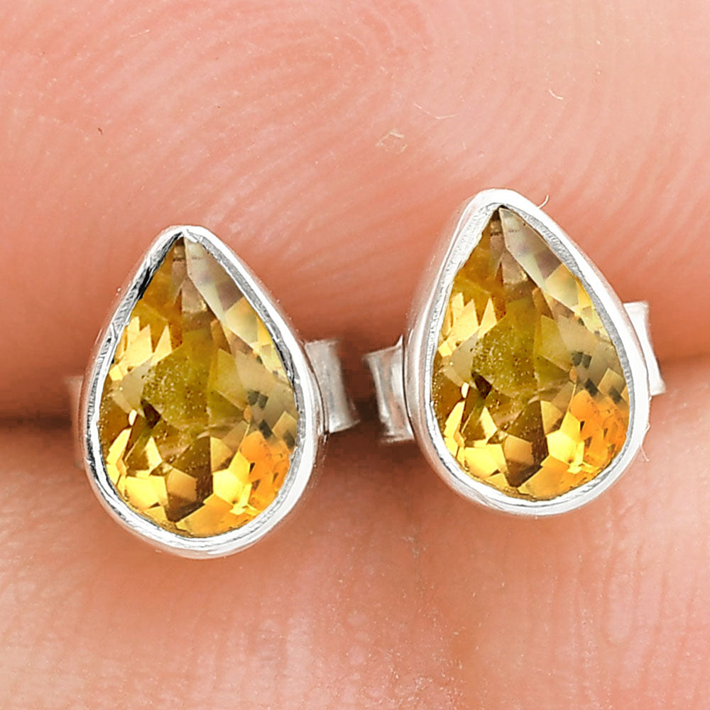 925 Sterling Silver Teardrop Natural Gemstone Stud Handmade Earrings DGE1090 E-1016