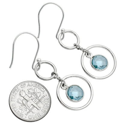 925 Silver Double Hoop Natural Gemstone Dangle Earrings Handmade Jewelry DGE1091 E-1160