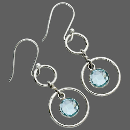 925 Silver Double Hoop Natural Gemstone Dangle Earrings Handmade Jewelry DGE1091 E-1160
