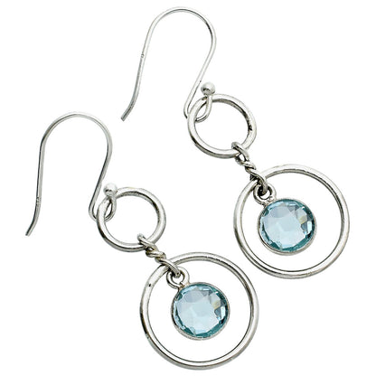 925 Silver Double Hoop Natural Gemstone Dangle Earrings Handmade Jewelry DGE1091 E-1160