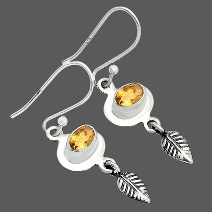 925 Sterling Silver Gemstone Leaf Dangle Earrings Handmade Jewelry DGE1092 E-1230