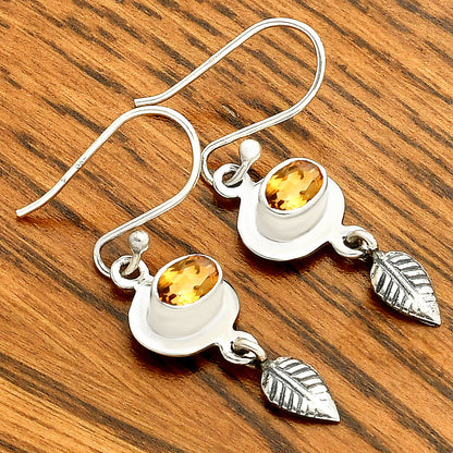925 Sterling Silver Gemstone Leaf Dangle Earrings Handmade Jewelry DGE1092 E-1230