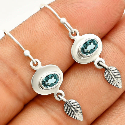 925 Sterling Silver Gemstone Leaf Dangle Earrings Handmade Jewelry DGE1092 E-1230