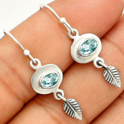925 Sterling Silver Gemstone Leaf Dangle Earrings Handmade Jewelry DGE1092 E-1230