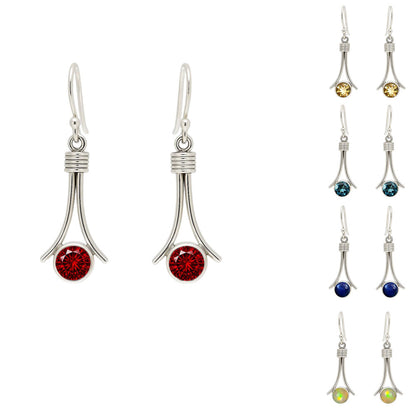 925 Sterling Silver Gemstone Dangle Earrings Handmade Modern Jewelry DGE1093 E-1046