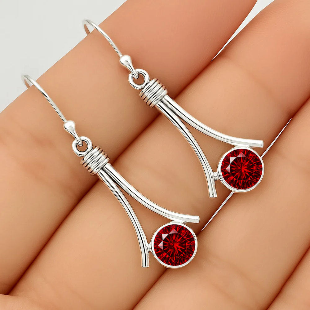 925 Sterling Silver Gemstone Dangle Earrings Handmade Modern Jewelry DGE1093 E-1046