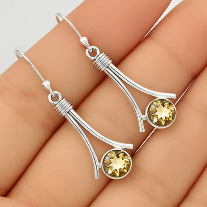 925 Sterling Silver Gemstone Dangle Earrings Handmade Modern Jewelry DGE1093 E-1046