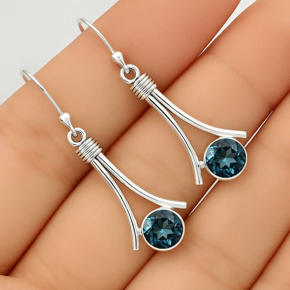 925 Sterling Silver Gemstone Dangle Earrings Handmade Modern Jewelry DGE1093 E-1046