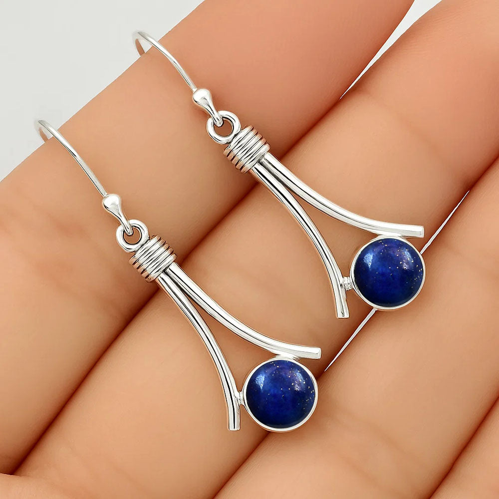 925 Sterling Silver Gemstone Dangle Earrings Handmade Modern Jewelry DGE1093 E-1046