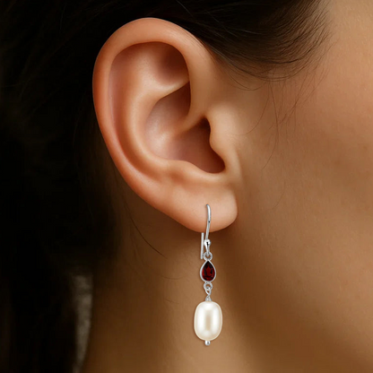 925 Sterling Silver Pearl & Gemstone Dangle Earrings Handmade Jewelry DGE1094 E-1012