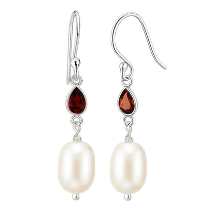 925 Sterling Silver Pearl & Gemstone Dangle Earrings Handmade Jewelry DGE1094 E-1012